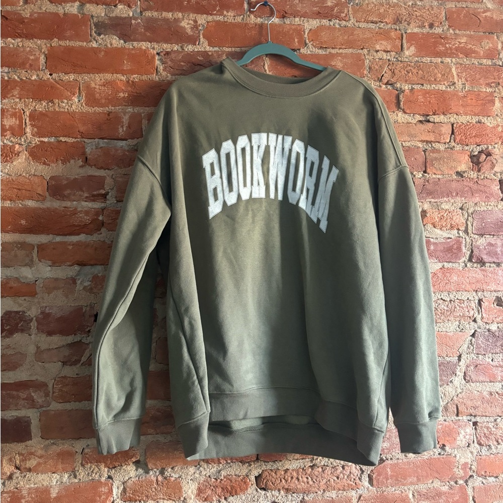 Pink Lily Olive Green 'Bookworm' Sweatshirt